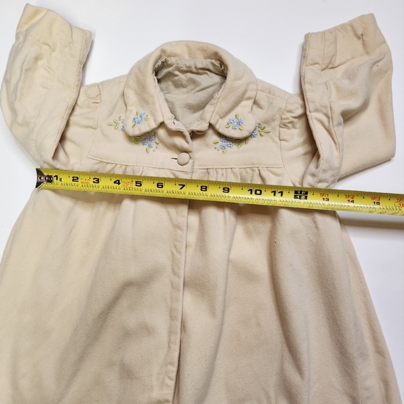 Vintage 1960s Beige Velvet Floral Embroidered Jacket Coat 60s Cottagecore mcm - Picture 8 of 9